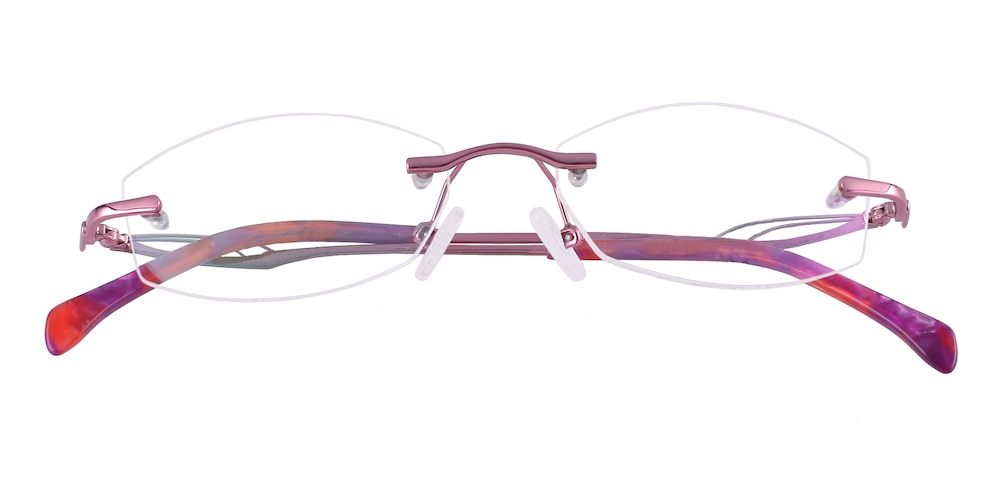 Eartha Pink Oval Metal Eyeglasses