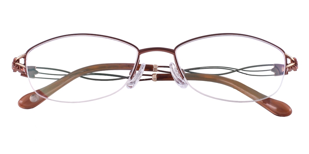Cara Brown Oval Titanium Eyeglasses