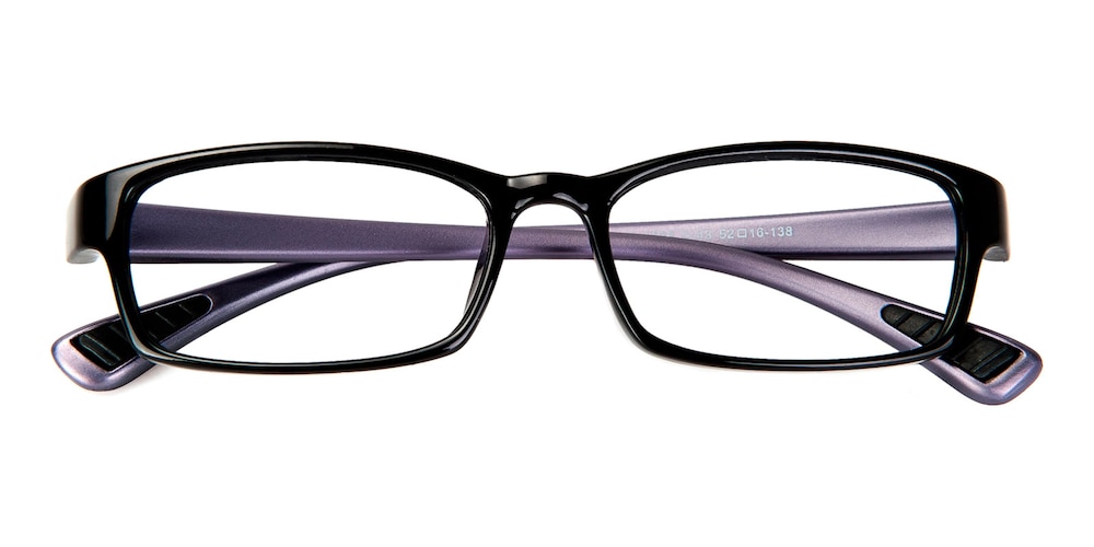 Annapolis Black/Purple Rectangle Plastic Eyeglasses