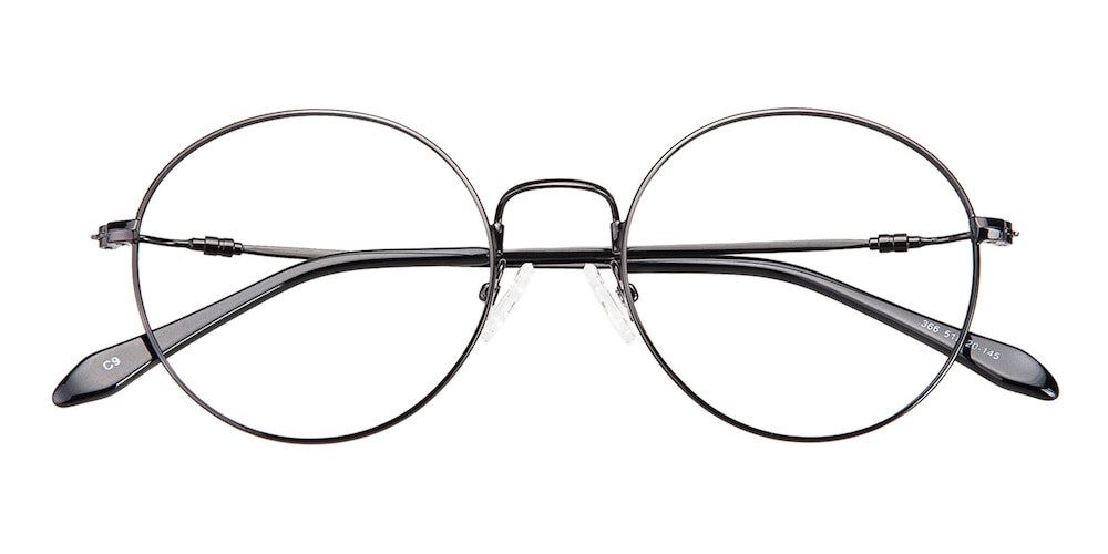 Key Black Round Metal Eyeglasses