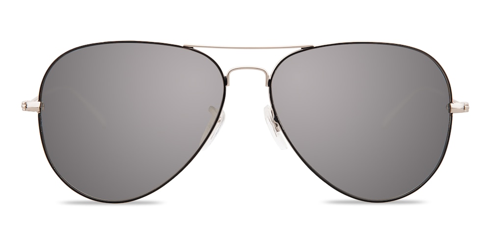 Waukegan Black/Silver (Mirrored Lens-Silver ) Aviator Metal Sunglasses