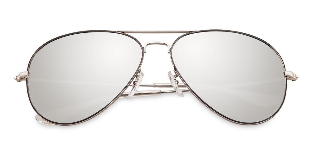 Waukegan Black/Silver (Mirrored Lens-Silver ) Aviator Metal Sunglasses