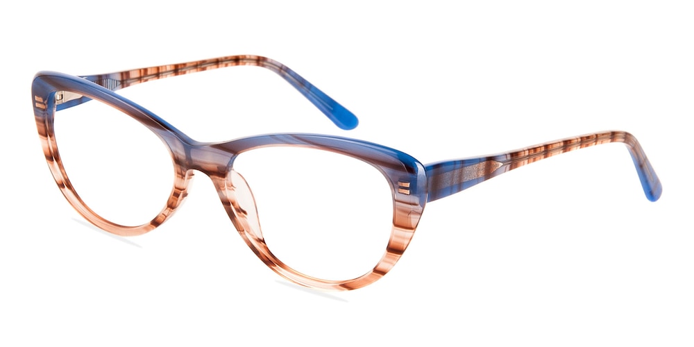 Faithe Blue/Brown Cat Eye Acetate Eyeglasses