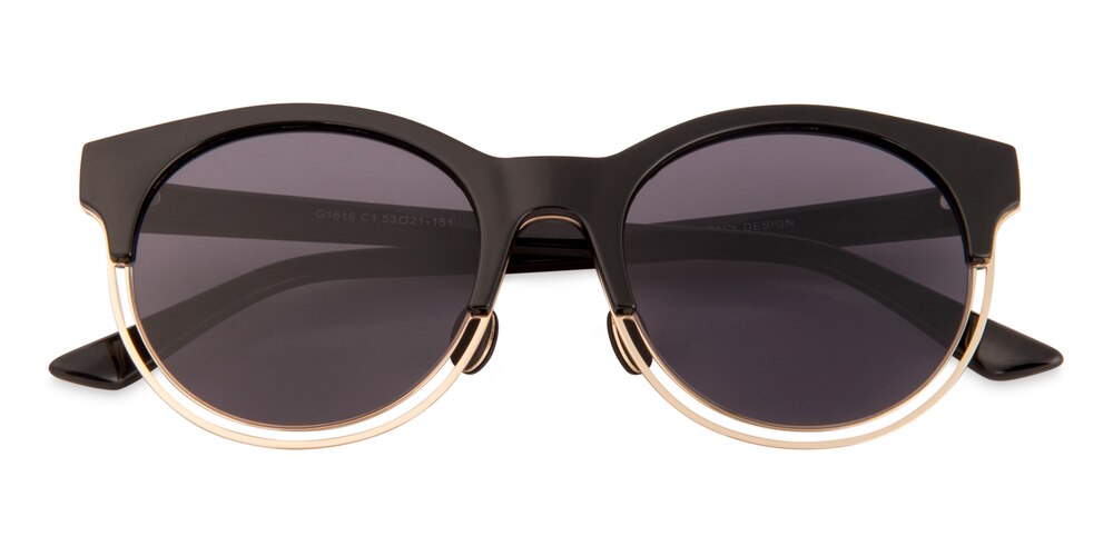 Gwendolyn Black Round Metal Sunglasses