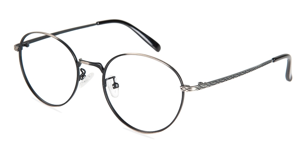 Vannes Gunmetal Round Metal Eyeglasses