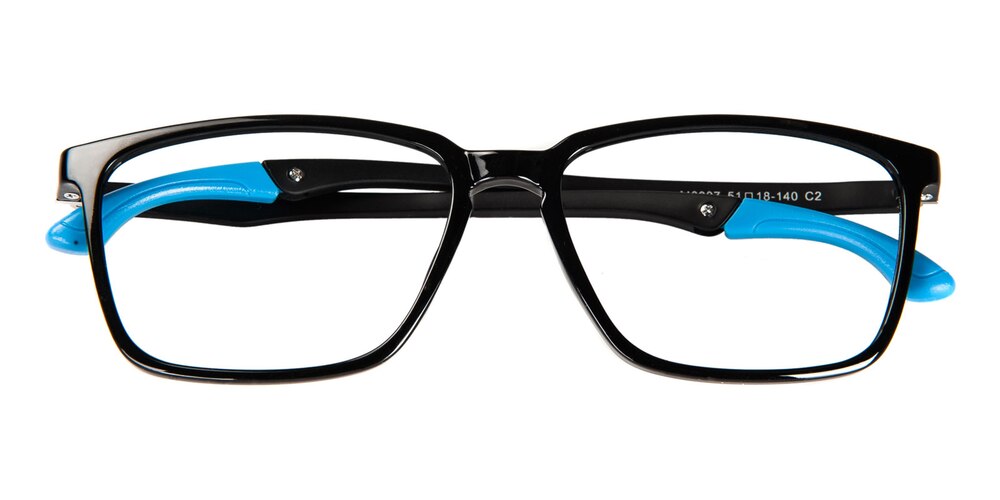 Pau Black/Blue Rectangle TR90 Eyeglasses