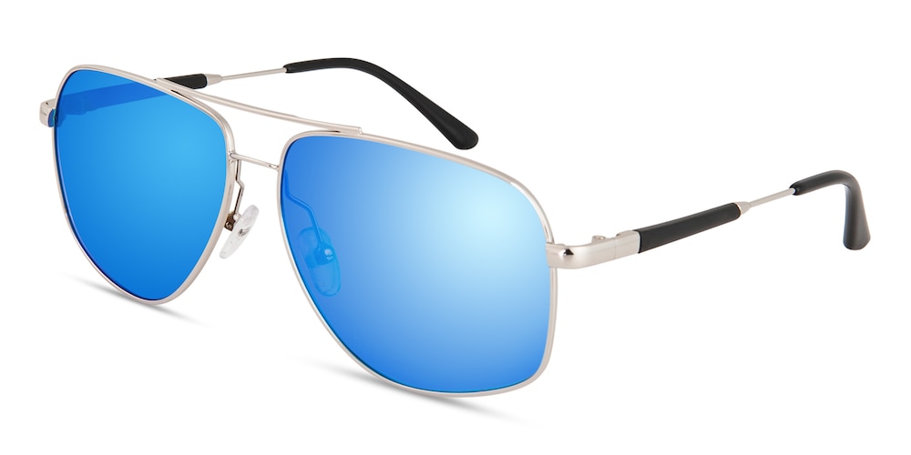 Dick Silver(Blue mirror-coating) Aviator Metal Sunglasses
