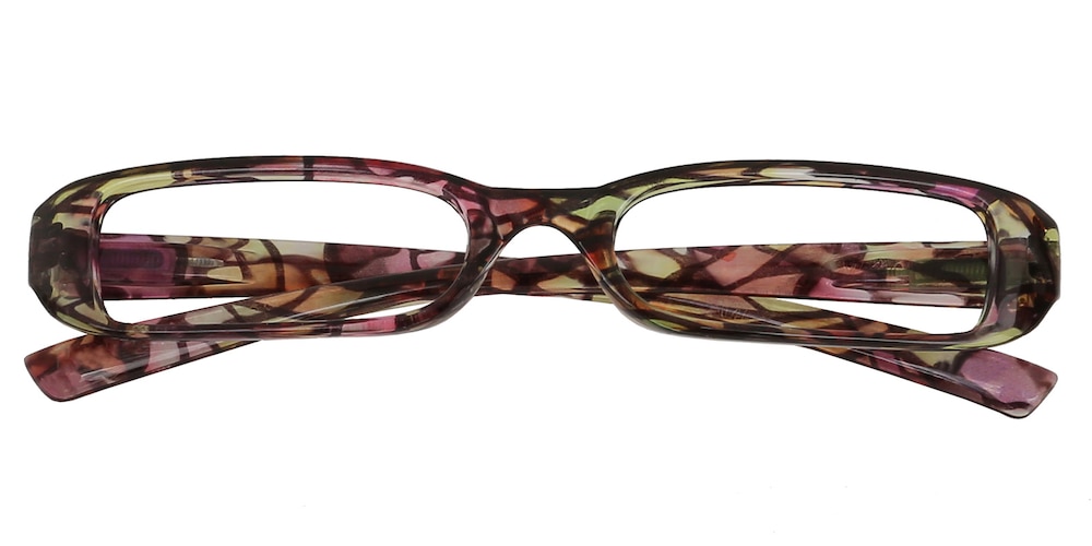 Clara Green/Purple Rectangle Plastic Eyeglasses