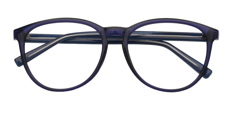 Coolidge Blue Round Plastic Eyeglasses