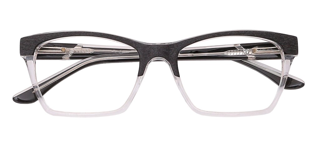 Kensee Black/Crystal Rectangle Acetate Eyeglasses