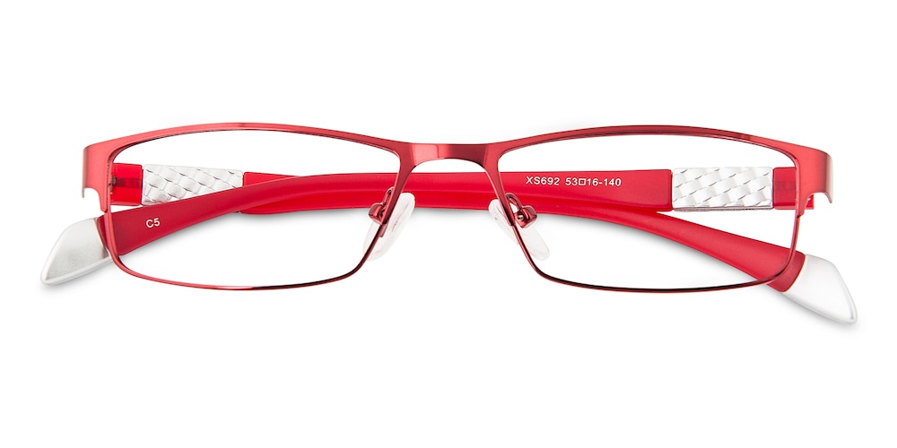 Lagrange Red Rectangle Metal Eyeglasses