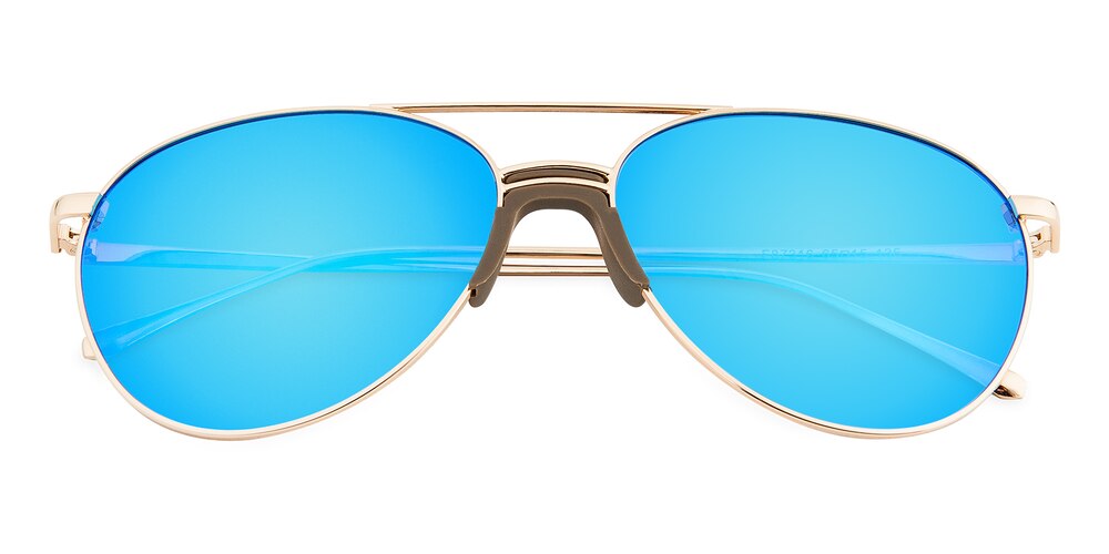 Vancouver Golden(Blue mirror-coating) Aviator Metal Sunglasses