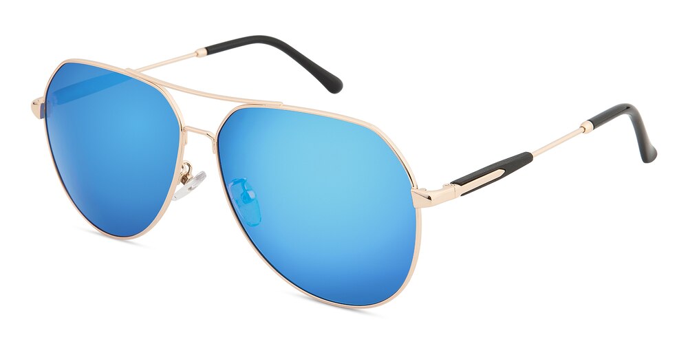Kent Golden(Blue mirror-coating) Aviator Metal Sunglasses