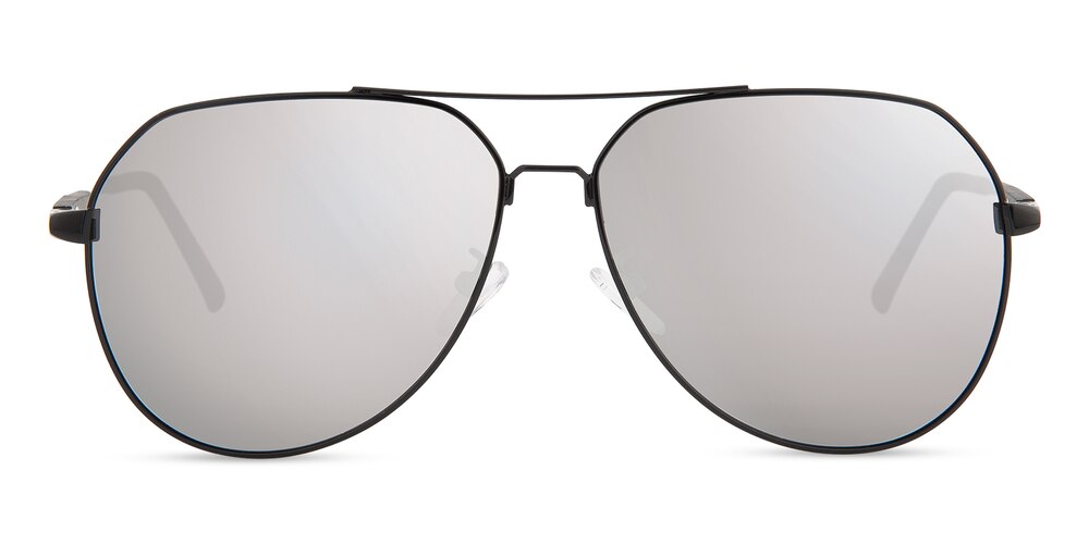 Kent Black(Silver mirror-coating) Aviator Metal Sunglasses