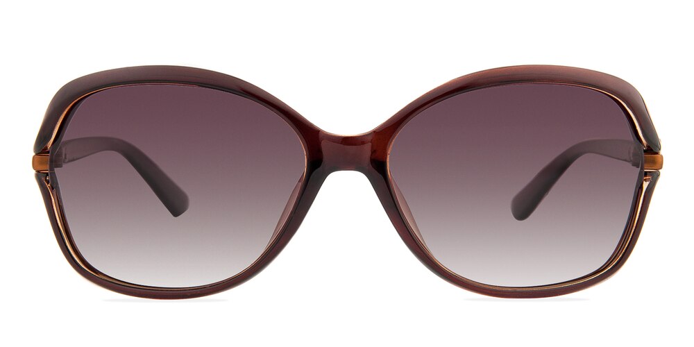 Amelia Brown Oval Plastic Sunglasses