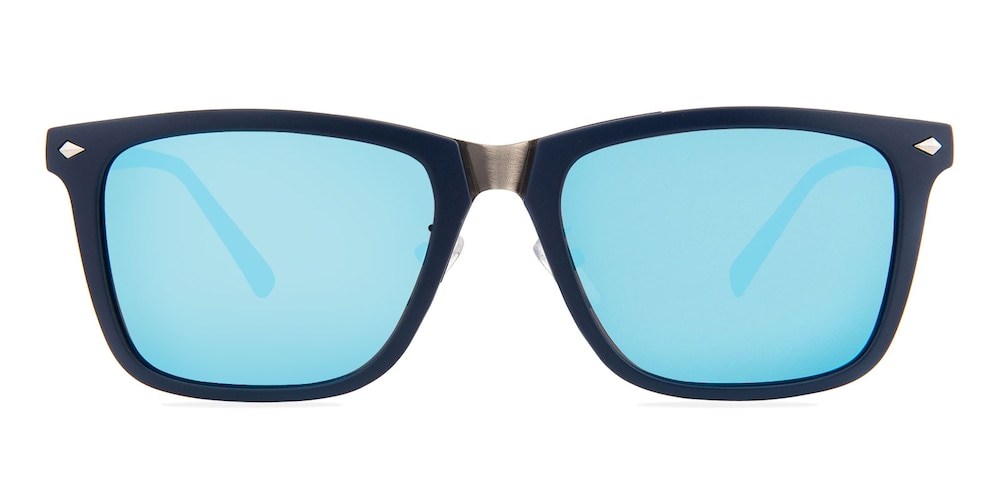 Herbert Blue(Blue mirror-coating) Rectangle Plastic Sunglasses