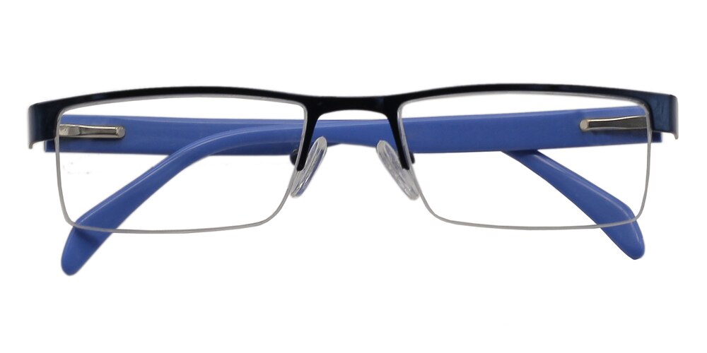 Nathaniel Blue Rectangle Metal Eyeglasses