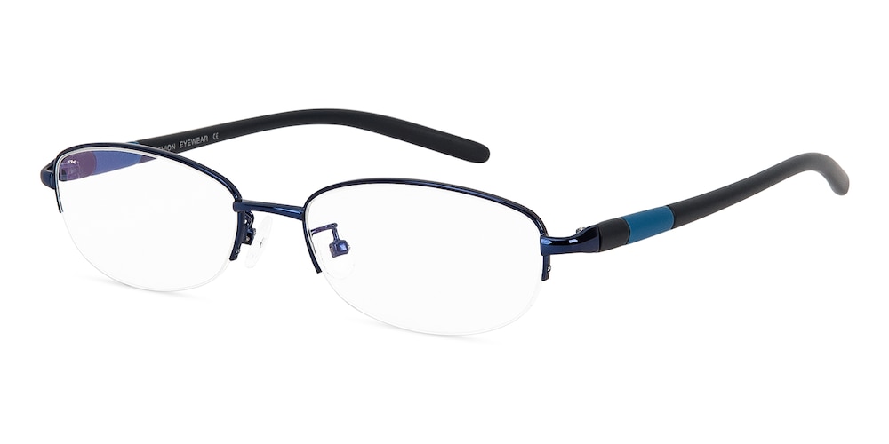 Good Blue Oval Metal Eyeglasses