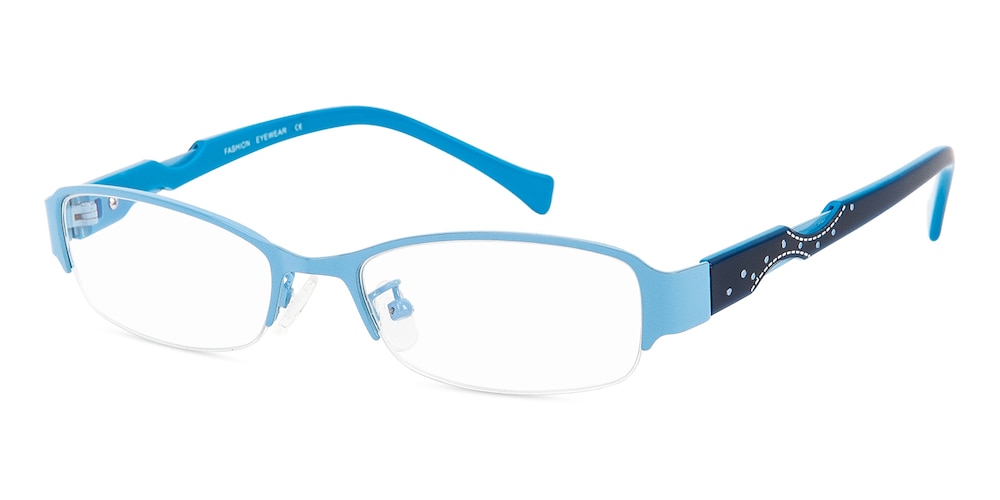 Maple Blue Oval Metal Eyeglasses