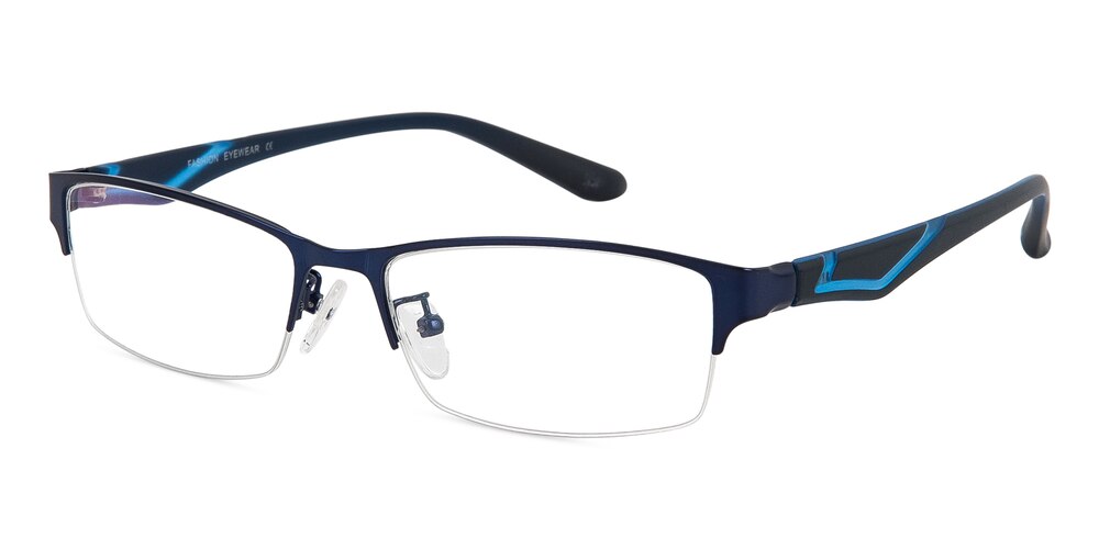 Bing Blue Rectangle Metal Eyeglasses
