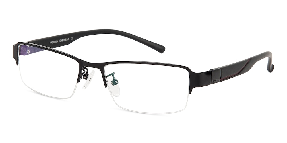Carl Black Rectangle Metal Eyeglasses