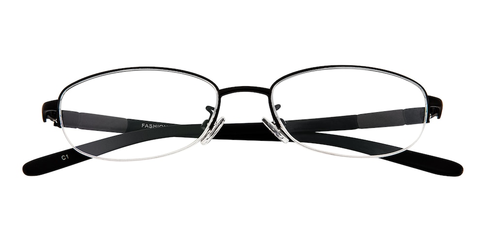 Good Black Oval Metal Eyeglasses