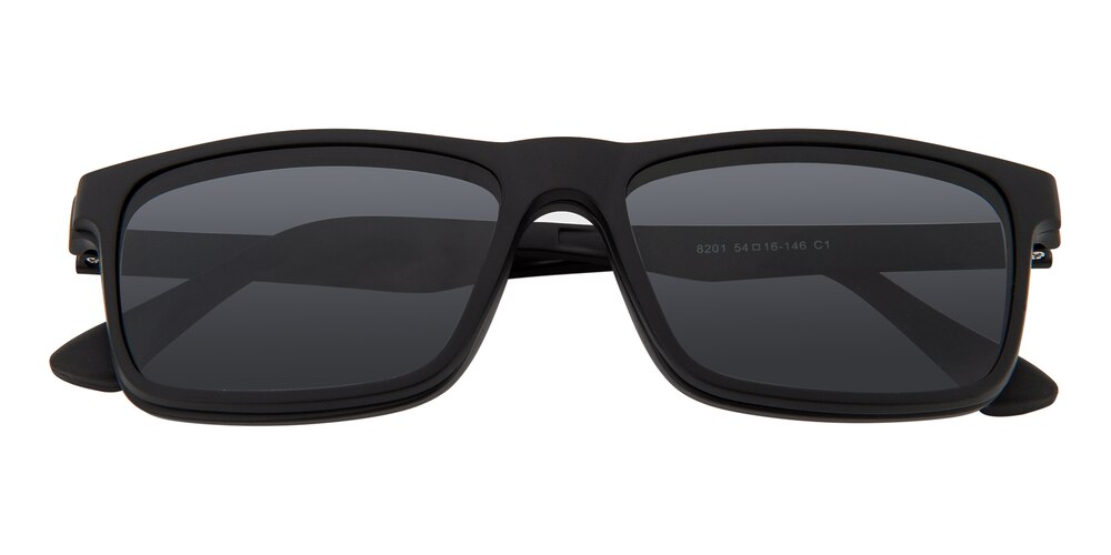 Oneida Clip-on Black Rectangle TR90 Eyeglasses