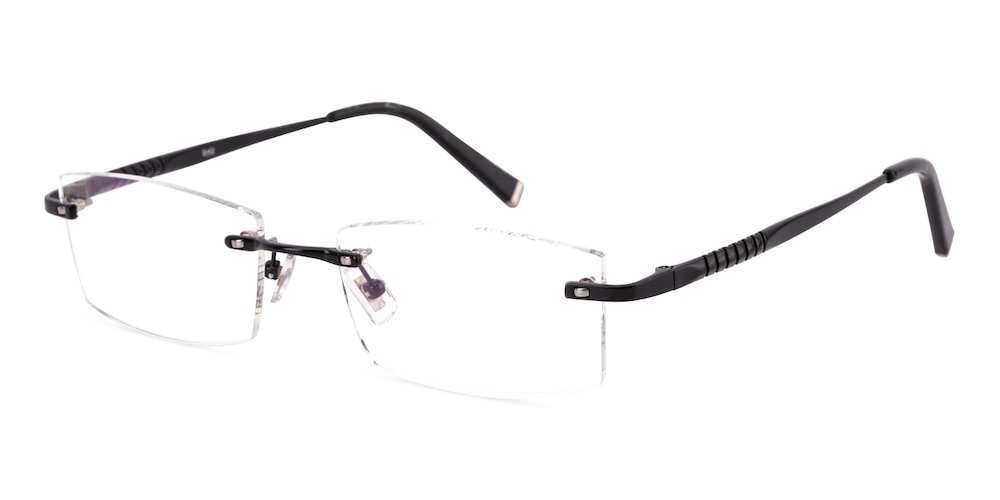 Beacher Black Rectangle Titanium Eyeglasses