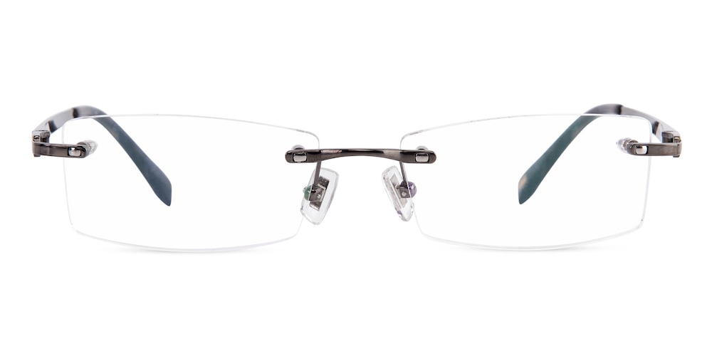 Dennis Gunmetal Rectangle Titanium Eyeglasses
