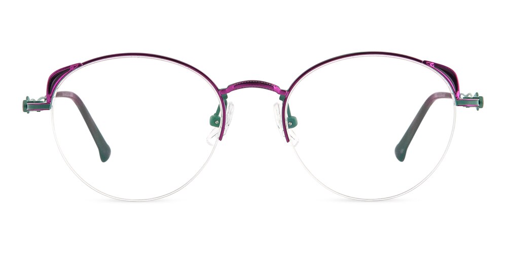 Gabrielle Purple/Green Oval Titanium Eyeglasses