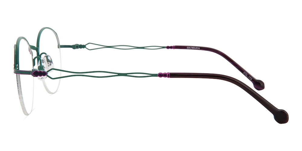 Gabrielle Purple/Green Oval Titanium Eyeglasses