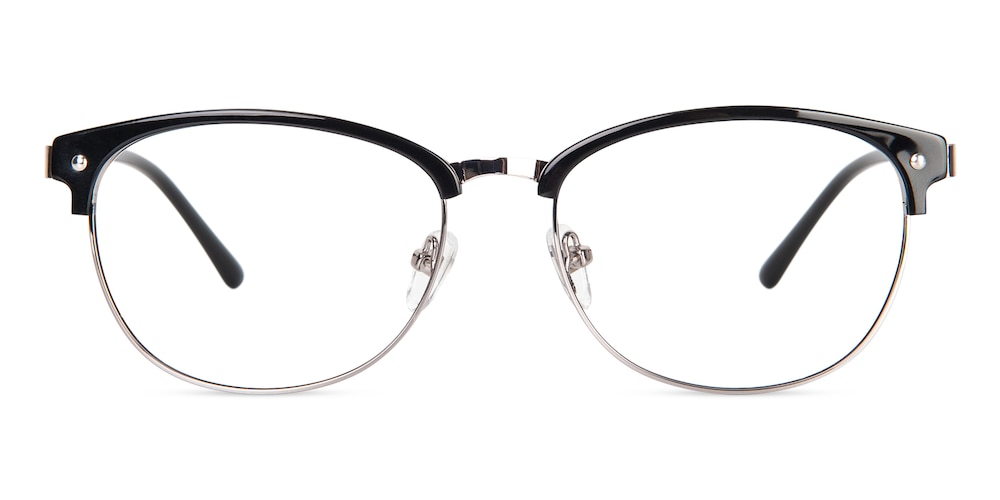 Creston Black/Silver Oval Acetate Eyeglasses