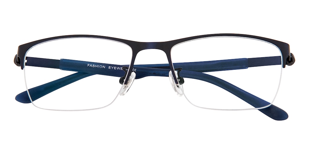 Gordon Blue Rectangle Metal Eyeglasses