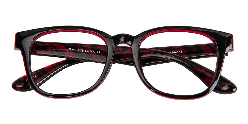 Naples Black/Red Classic Wayframe Plastic Eyeglasses