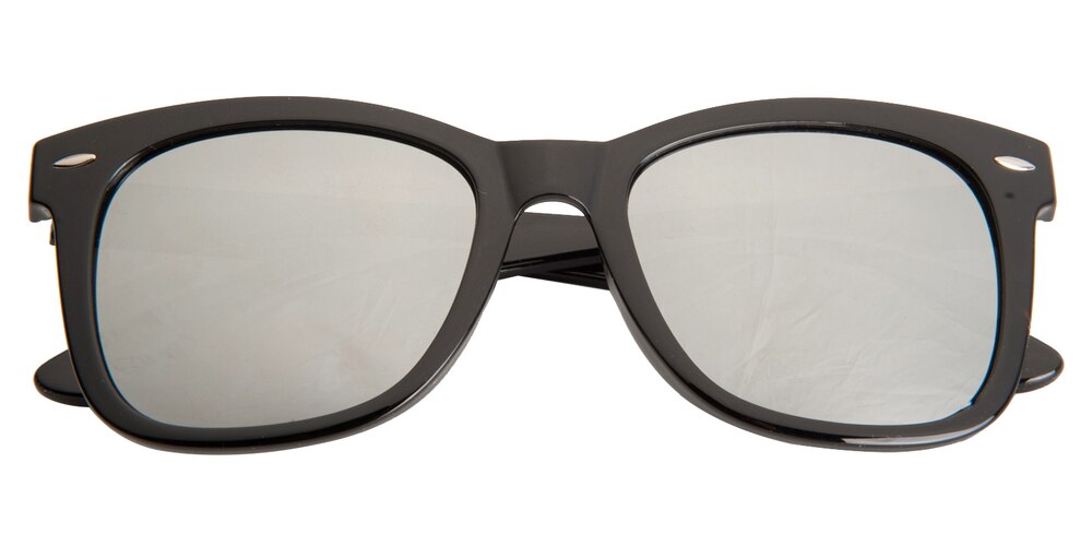 Berkeley Black (Silver Mirror-coating) Classic Wayframe Plastic Sunglasses