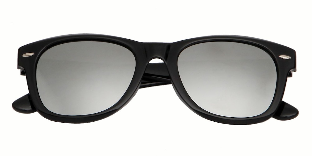 Faye Black (Silver Mirror-coating) Classic Wayframe Plastic Sunglasses