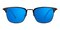Pensacola Black (Blue mirror-coating) Square Metal Sunglasses