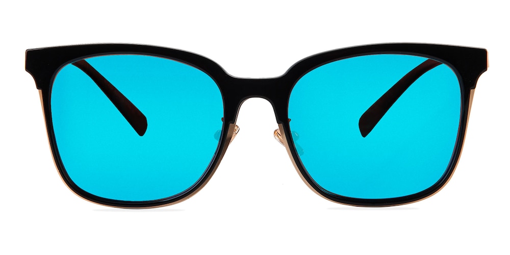 Fort Black/Golden(Blue mirror-coating) Square TR90 Sunglasses