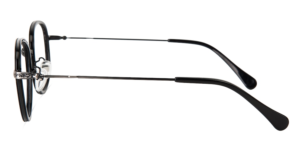 Panama Black/Gunmetal Round Acetate Eyeglasses