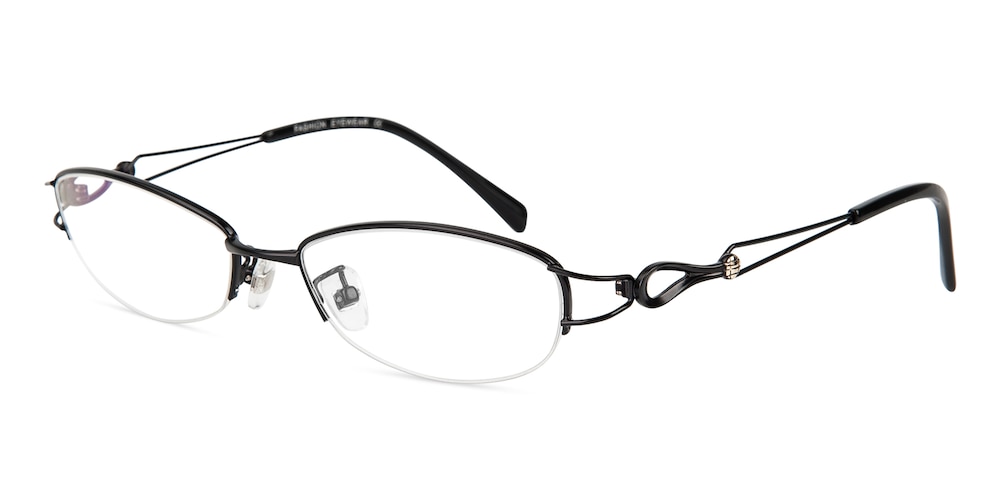 Juliet Black Oval Metal Eyeglasses
