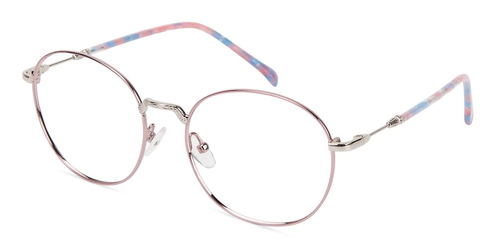 Eve Pink Round Metal Eyeglasses