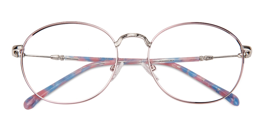 Eve Pink Round Metal Eyeglasses