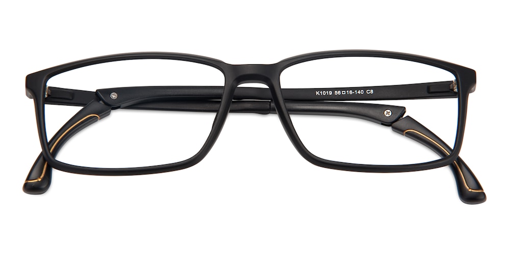 Ventura Black Rectangle TR90 Eyeglasses