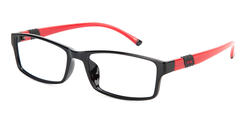 Leopold Black/Red Rectangle TR90 Eyeglasses