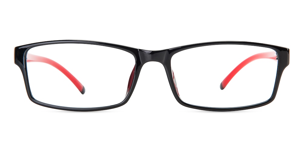Leopold Black/Red Rectangle TR90 Eyeglasses