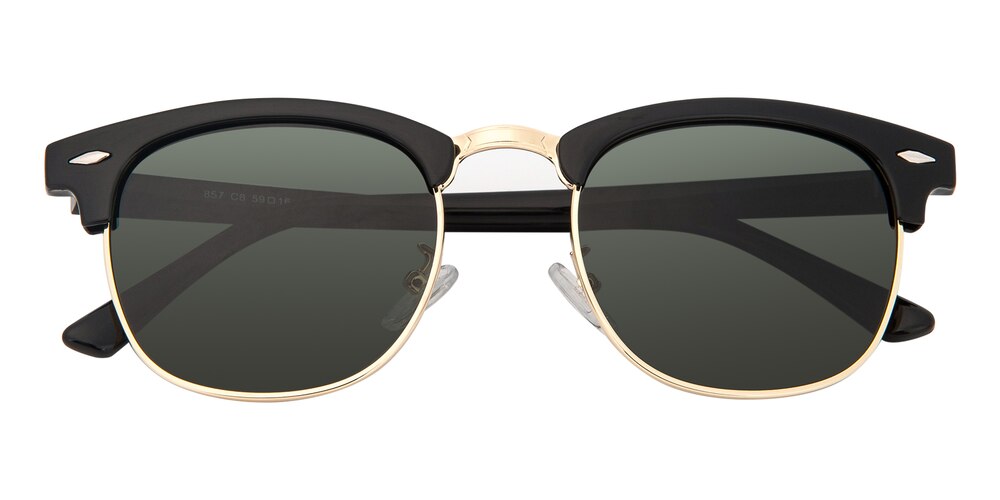 Avignon Black Classic Wayframe Metal Sunglasses