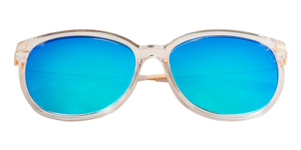 Lee Crystal(Blue mirror-coating) Classic Wayframe Plastic Sunglasses