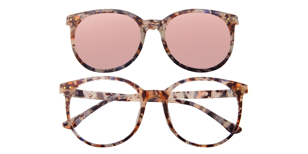 Salina Clip-on Multicolor(Pink Mirror-coating) Round TR90 Eyeglasses