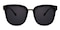 Montreal Black(Mirrored Lens-Silver) Square Plastic Sunglasses