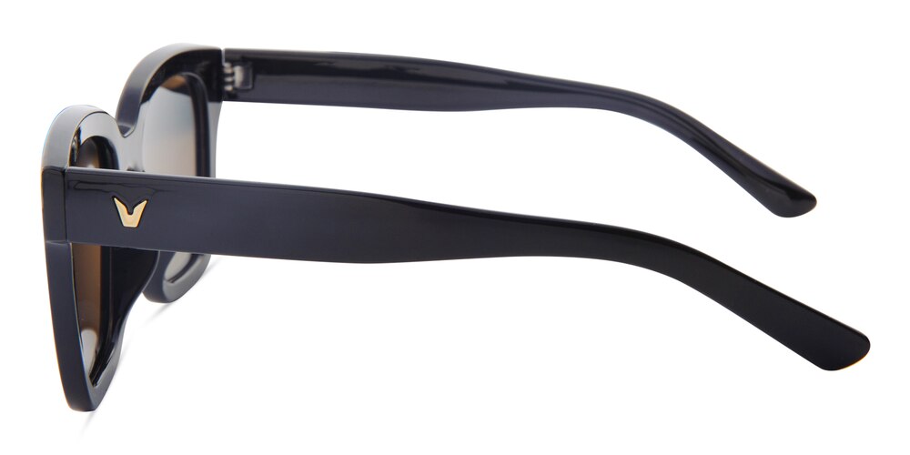 Keisha Black (Mirrored Lens-Blue) Square Plastic Sunglasses